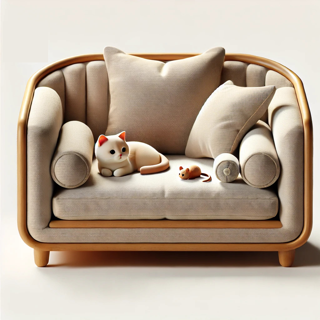 Ein Photo einer Katze, die auf unserem kuscheligsten Katzensofa schlummert